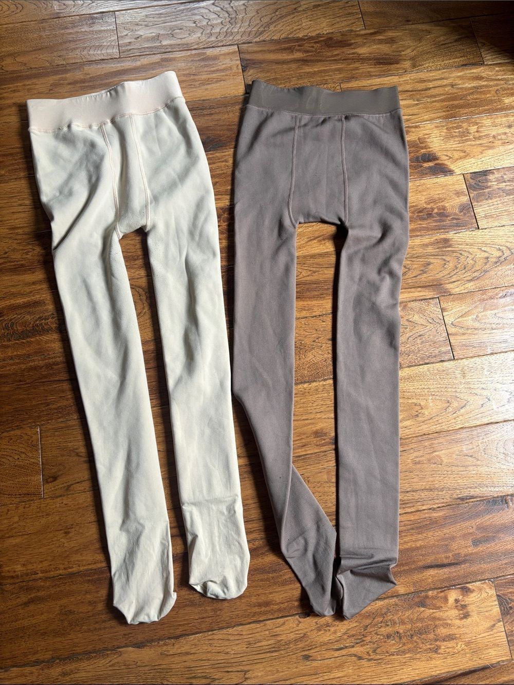 Cozy Fleece lined Tights - Cream & Brown (2-Pack)